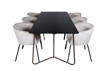 Petra Matgrupp 190 cm Rektangulär med 6 Berit stolar - Beige - Möbler - Bord & matgrupp - Matgrupp