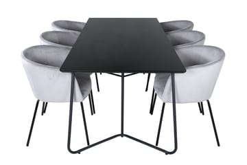 Petra Matgrupp 190 cm Rektangulär med 6 Berit stolar - Svart - Möbler - Bord & matgrupp - Matgrupp