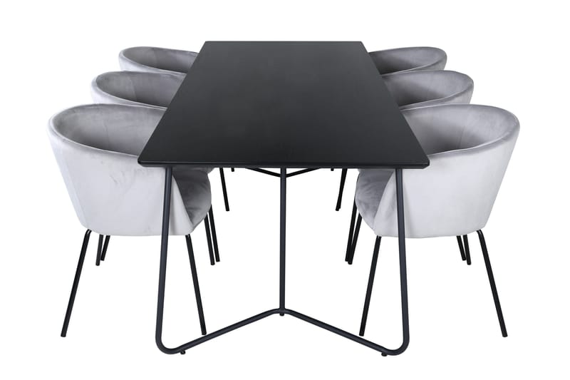 Petra Matgrupp 190 cm Rektangulär med 6 Berit stolar - Svart - Möbler - Bord & matgrupp - Matgrupp