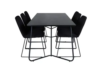 Petra Matgrupp 190 cm Rektangulär med 6 Muce stolar - Svart - Möbler - Bord & matgrupp - Matgrupp