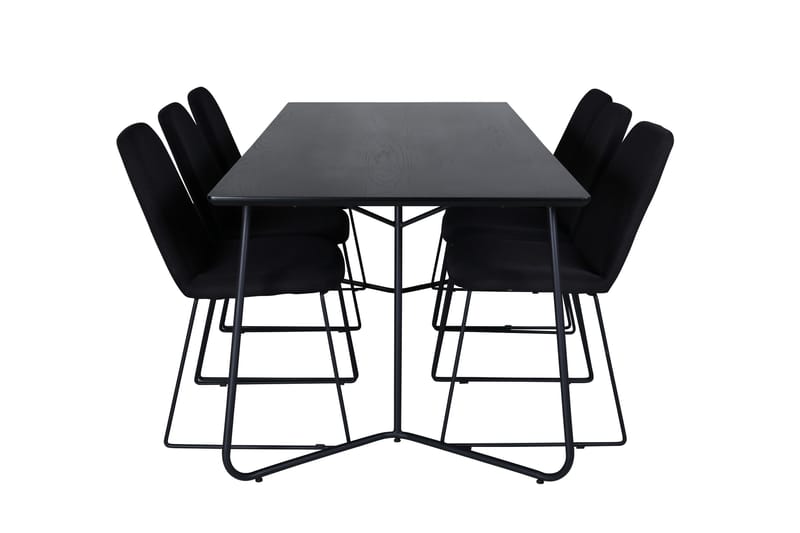 Petra Matgrupp 190 cm Rektangulär med 6 Muce stolar, Svart