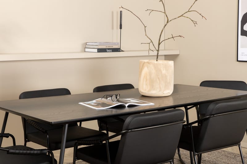 Petra Matgrupp 190 cm Rektangulär med 6 Tvista stolar - Svart - Möbler - Bord & matgrupp - Matgrupp