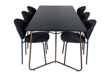 Petra Matgrupp 190 cm Rektangulär med 6 Vault stolar - Svart - Möbler - Bord & matgrupp - Matgrupp