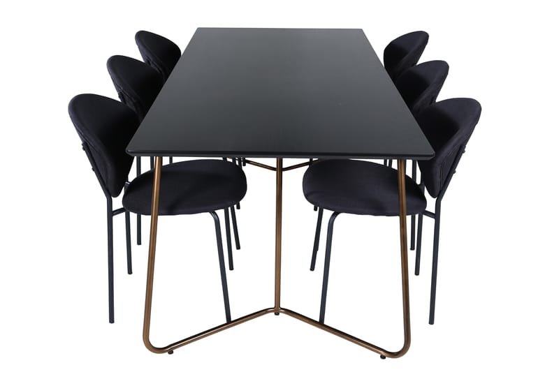 Petra Matgrupp 190 cm Rektangulär med 6 Vault stolar - Svart - Möbler - Bord & matgrupp - Matgrupp