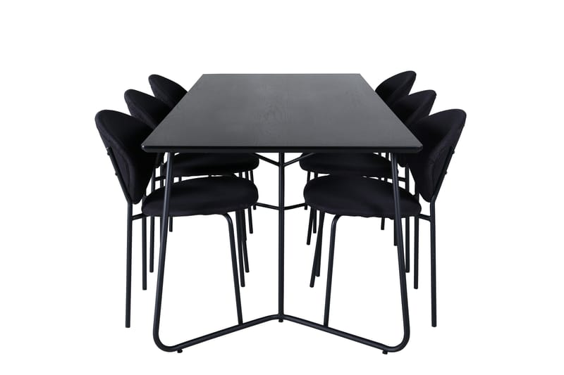 Petra Matgrupp 190 cm Rektangulär med 6 Vault stolar, Svart