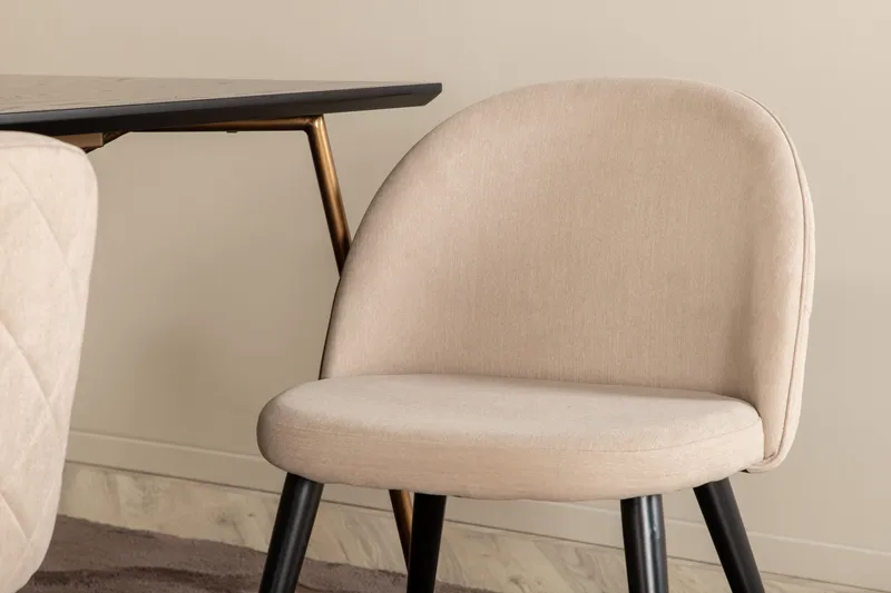 Petra Matgrupp 190 cm Rektangulär med 6 Velvet stolar - Beige - Möbler - Bord & matgrupp - Matgrupp