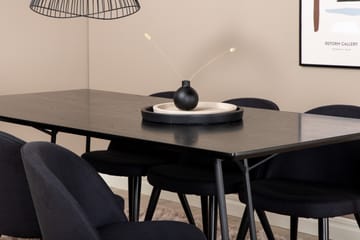Petra Matgrupp 190 cm Rektangulär med 6 Velvet stolar - Svart - Möbler - Bord & matgrupp - Matgrupp