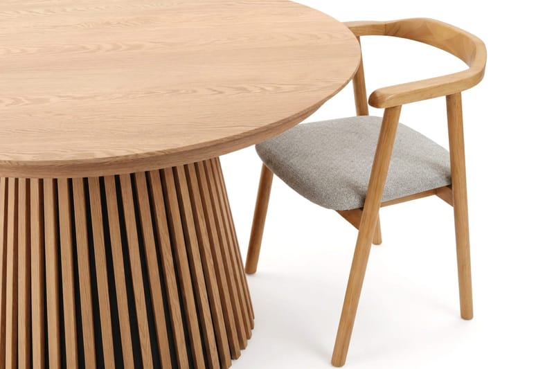 Peyra Förlängningsbart runt 120-220 cm Ek med 4 Jolie Matstolar - Ek/Beige - Möbler - Bord & matgrupp - Matgrupp