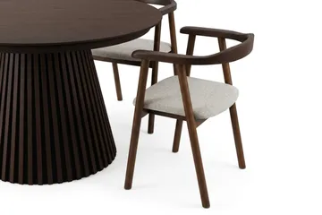 Peyra Förlängningsbart runt 120-220 cm Rökt Ek med 4 Jolie Matstolar - Rökt Ek/Beige - Möbler - Bord & matgrupp - Matgrupp