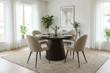 Peyra Förlängningsbart runt 120-220 cm Rökt Ek med 4 Nibe Plus Matstolar - Rökt ek - Möbler - Bord & matgrupp - Matgrupp