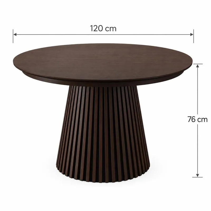 Peyra Förlängningsbart Runt Matbord 120-220 cm i Trä med Rökt Ek-utseende - Rökt ek - Möbler - Bord & matgrupp - Matbord & köksbord