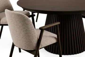 Peyra Förlängningsbart runt Matbord 120-220 cm Rökt Ek med 6 Reciclar Matstolar - Brun - Möbler - Bord & matgrupp - Matgrupp