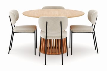 Peyra Matbord 120 cm Rund med 4 Gemmiano Stolar - Natur - Möbler - Bord & matgrupp - Matgrupp