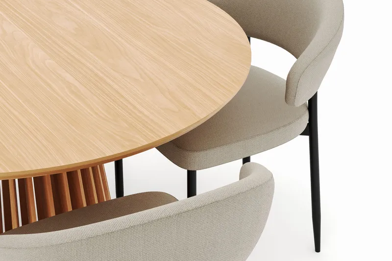 Peyra Matbord 120 cm Rund med 4 Sawako Stolar - Natur - Möbler - Bord & matgrupp - Matgrupp