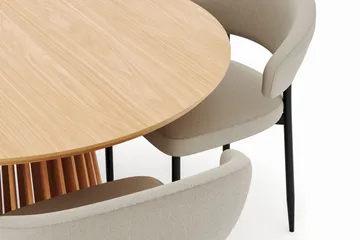 Peyra Matbord 120 cm Rund med 4 Sawako Stolar - Natur - Möbler - Bord & matgrupp - Matgrupp