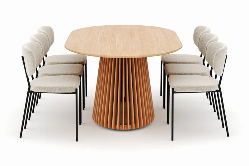 Peyra Matbord 200 cm Oval med 6 Gemmiano Stolar - Natur - Möbler - Bord & matgrupp - Matgrupp