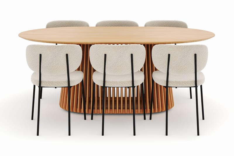 Peyra Matbord 200 cm Oval med 6 Gemmiano Stolar - Natur - Möbler - Bord & matgrupp - Matgrupp