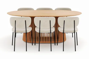Peyra Matbord 200 cm Oval med 6 Gemmiano Stolar - Natur - Möbler - Bord & matgrupp - Matgrupp