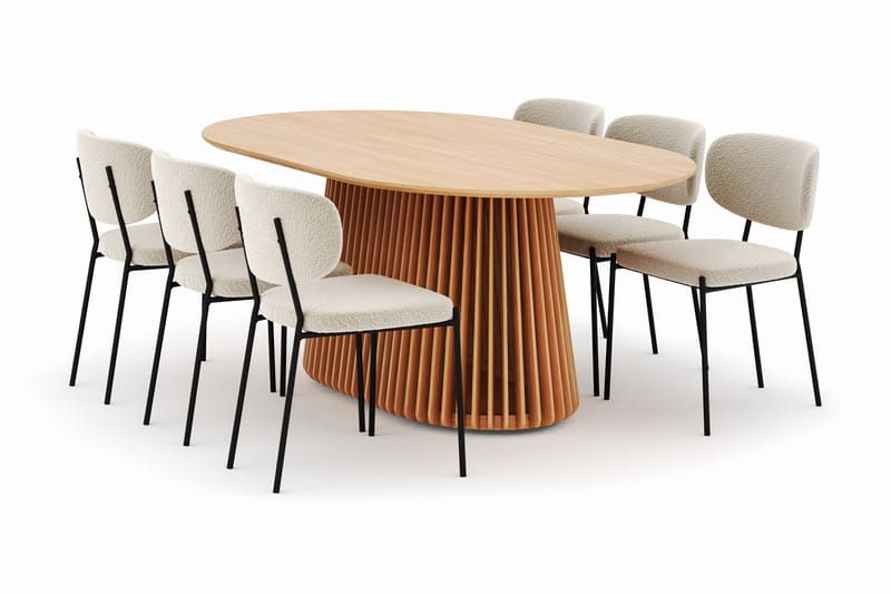 Peyra Matbord 200 cm Oval med 6 Gemmiano Stolar - Natur - Möbler - Bord & matgrupp - Matgrupp