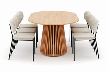 Peyra Matbord 200 cm Oval med 6 Gemmiano Stolar - Natur - Möbler - Bord & matgrupp - Matgrupp