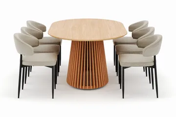 Peyra Matbord 200 cm Oval med 6 Sawako Stolar - Natur - Möbler - Bord & matgrupp - Matgrupp