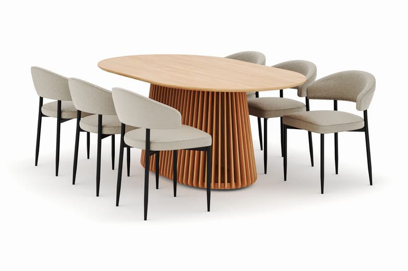 Peyra Matbord 200 cm Oval med 6 Sawako Stolar - Natur - Möbler - Bord & matgrupp - Matgrupp