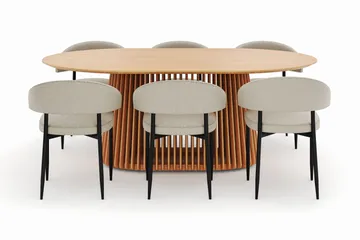 Peyra Matbord 200 cm Oval med 6 Sawako Stolar - Natur - Möbler - Bord & matgrupp - Matgrupp