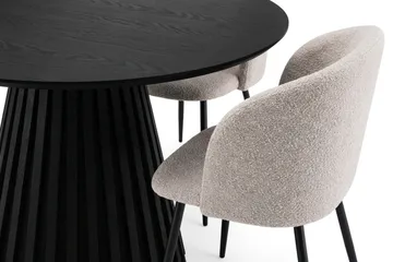 Peyra Matgrupp 110 cm runt med 4 Greya Mastolar - Svartlaserad ek - Möbler - Bord & matgrupp - Matgrupp