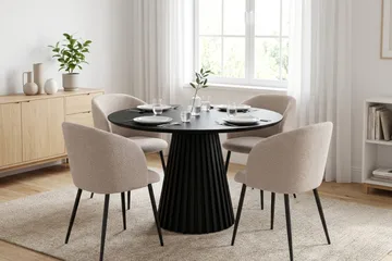 Peyra Matgrupp 110 cm runt med 4 Greya Mastolar - Svartlaserad ek - Möbler - Bord & matgrupp - Matgrupp