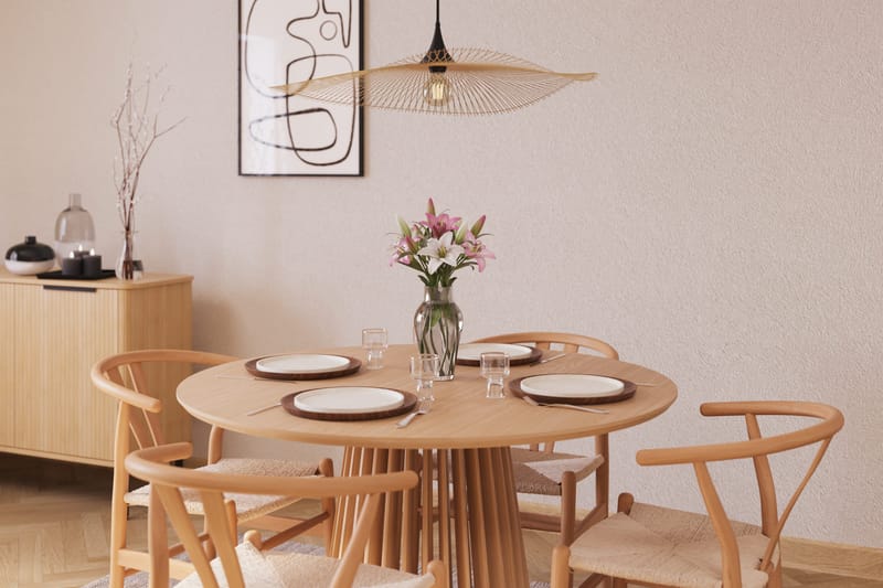 Peyra Matgrupp 120 cm Rund Ek med 4 Dastoori Matstol - 2220068-4,1893466-1 - Natur - Möbler - Bord & matgrupp - Matgrupp