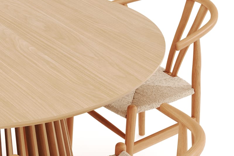 Peyra Matgrupp 120 cm Rund Ek med 4 Dastoori Matstol - 2220068-4,1893466-1 - Natur - Möbler - Bord & matgrupp - Matgrupp