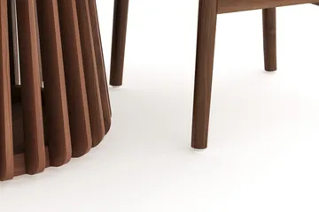 Peyra Matgrupp 120 cm Rund med 4 Dastoori Matstolar - Valnöt / Brun / Beige - Möbler - Bord & matgrupp - Matgrupp