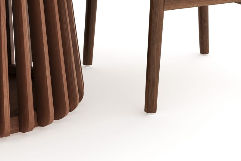 Peyra Matgrupp 120 cm Rund med 4 Dastoori Matstolar - Valnöt / Brun / Beige - Möbler - Bord & matgrupp - Matgrupp