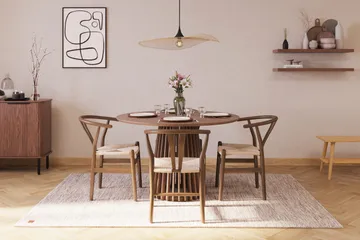 Peyra Matgrupp 120 cm Rund med 4 Dastoori Matstolar - Valnöt / Brun / Beige - Möbler - Bord & matgrupp - Matgrupp