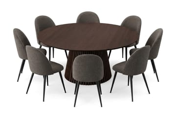 Peyra Matgrupp 180 cm runt med 8 Nibe Plus Mastolar - Rökt ek - Möbler - Bord & matgrupp - Matgrupp