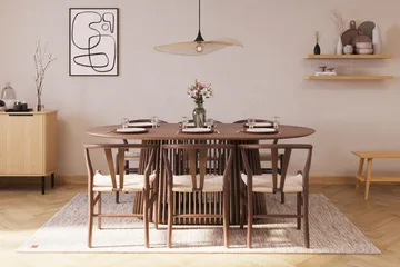 Peyra Matgrupp 200 cm Ovalt med 6 Dastoori Matstolar - Valnöt - Möbler - Bord & matgrupp - Matgrupp