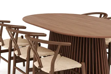 Peyra Matgrupp 200 cm Ovalt med 6 Dastoori Matstolar - Valnöt - Möbler - Bord & matgrupp - Matgrupp