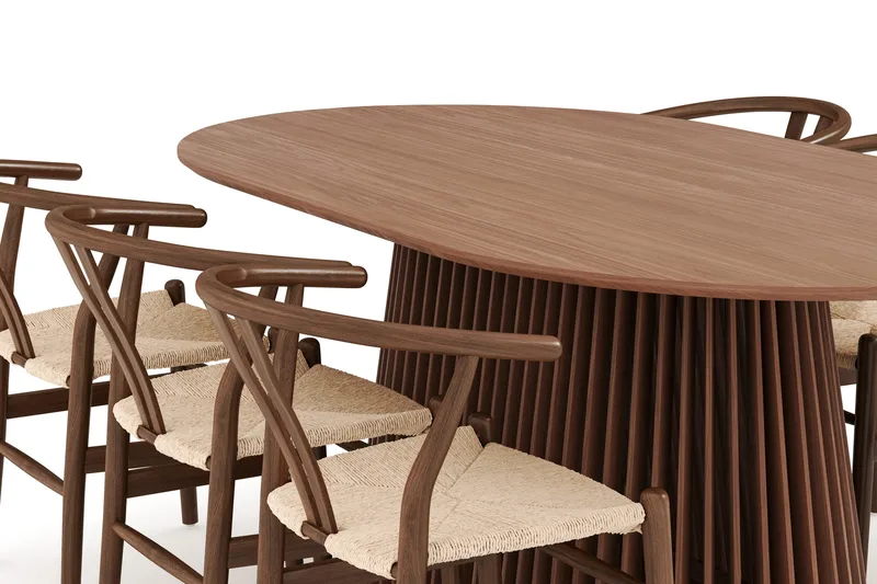 Peyra Matgrupp 200 cm Ovalt med 6 Dastoori Matstolar - Valnöt - Möbler - Bord & matgrupp - Matgrupp