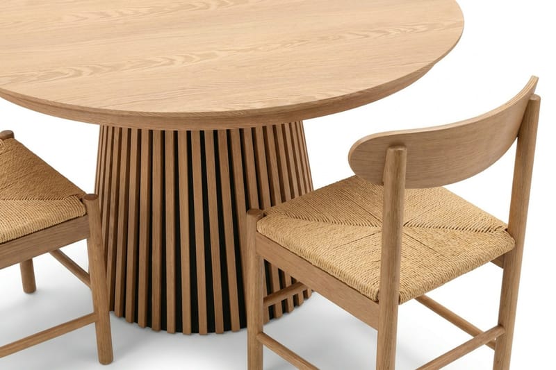 Peyra Matgrupp Förlängningsbart runt 120-220 cm Ek med 4 Malte Matstolar - Möbler - Bord & matgrupp - Matgrupp