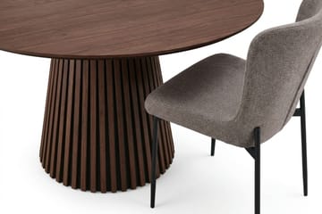 Peyra Matgrupp runt 130 cm Valnöt med 6 Elsie Matstolar - Valnöt/Grå - Möbler - Bord & matgrupp - Matgrupp