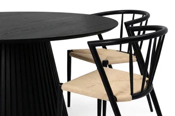 Peyra Matgrupp runt 180 cm Svart med 8 Winston Matstolar - Svart - Möbler - Bord & matgrupp - Matgrupp