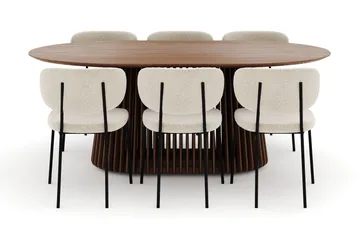 Peyra Ovalt Matbord 200 cm med 6 Gemmiano Stolar - Valnöt - Möbler - Bord & matgrupp - Matgrupp