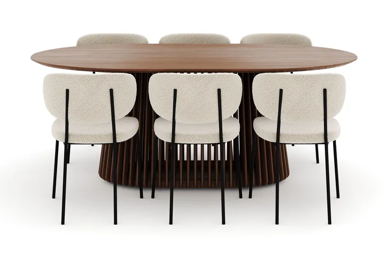 Peyra Ovalt Matbord 200 cm med 6 Gemmiano Stolar - Valnöt - Möbler - Bord & matgrupp - Matgrupp