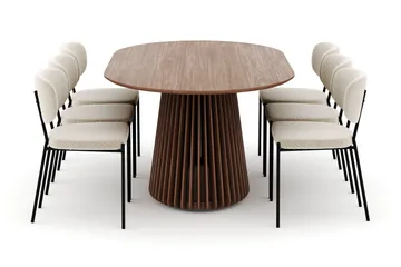 Peyra Ovalt Matbord 200 cm med 6 Gemmiano Stolar - Valnöt - Möbler - Bord & matgrupp - Matgrupp