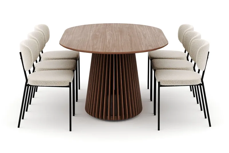 Peyra Ovalt Matbord 200 cm med 6 Gemmiano Stolar - Valnöt - Möbler - Bord & matgrupp - Matgrupp