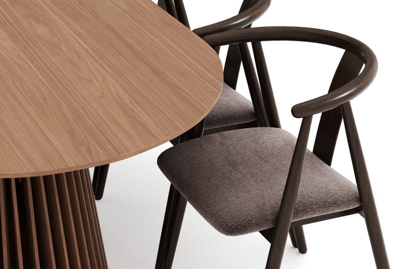 Peyra Ovalt Matgrupp Massiv Valnöt 200 cm med 6 Cytie Karmstolar - Valnöt - Möbler - Bord & matgrupp - Matgrupp