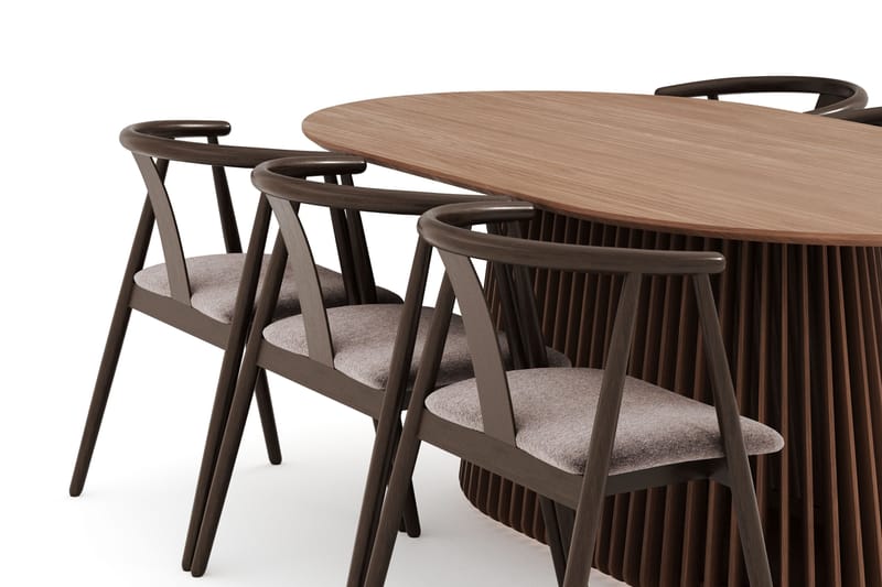 Peyra Ovalt Matgrupp Massiv Valnöt 200 cm med 6 Cytie Karmstolar - Valnöt - Möbler - Bord & matgrupp - Matgrupp