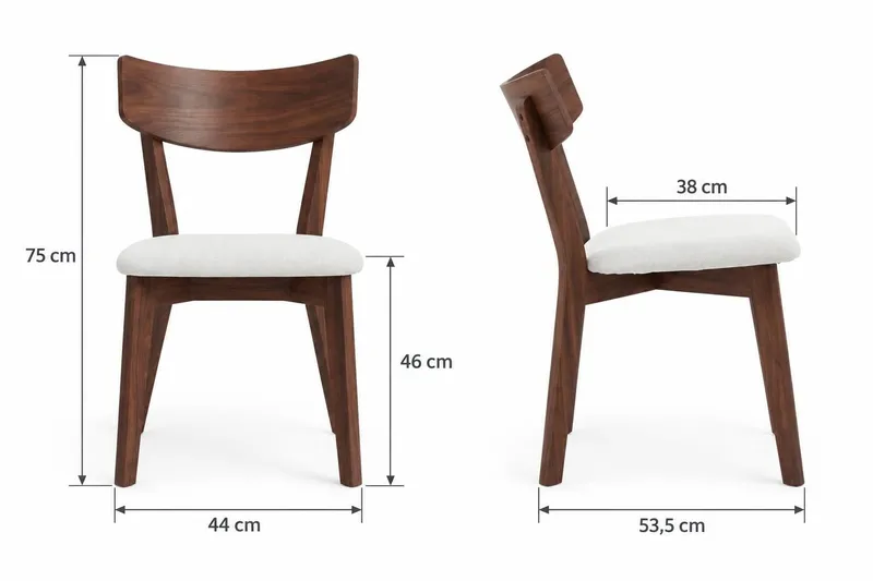 Peyra Rund Utdragbar Matgrupp 120-220 cm – Matbord med 4 Amelia Matstolar i Trä med Valnötsutseende - Brun - Möbler - Bord & matgrupp - Matgrupp