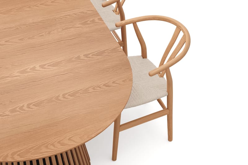 Peyra Rund Utdragbar Matgrupp 120-220 cm – Matbord med 4 Dastoori Matstolar i Trä med Ekutseende - Natur - Möbler - Bord & matgrupp - Matgrupp