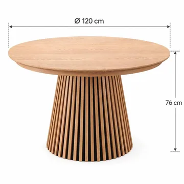Peyra Rund Utdragbar Matgrupp 120-220 cm – Matbord med 4 Molly Matstolar i Trä med Ekutseende - Natur - Möbler - Bord & matgrupp - Matgrupp